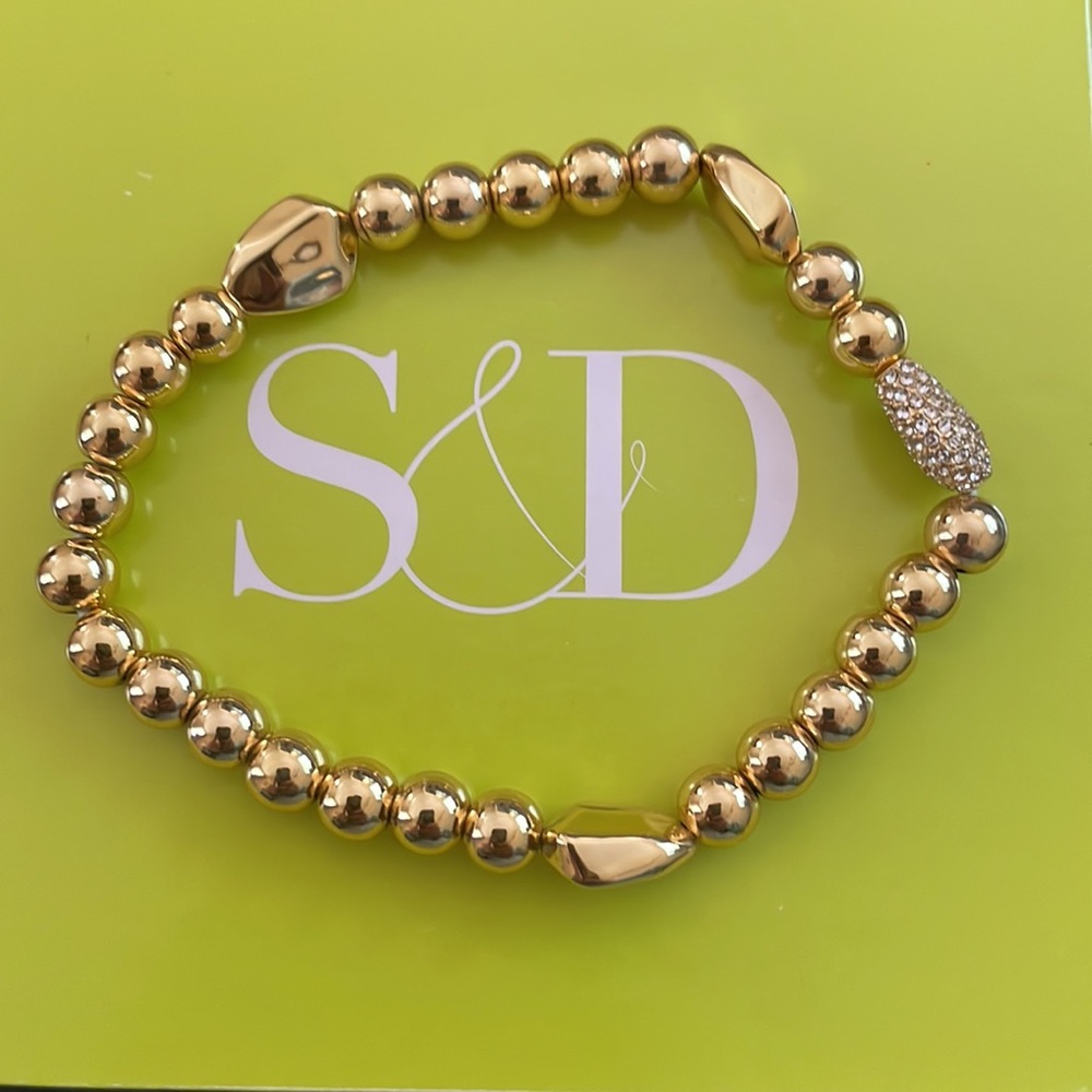 Ulani Beaded Stretch Bracelet - Shiny Gold